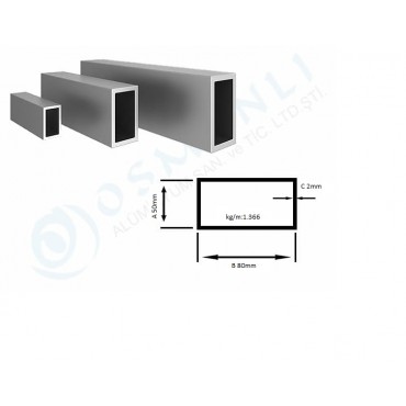 Alüminyum Kutu Profil 50mm x 80mm Et Kalınlık 2mm